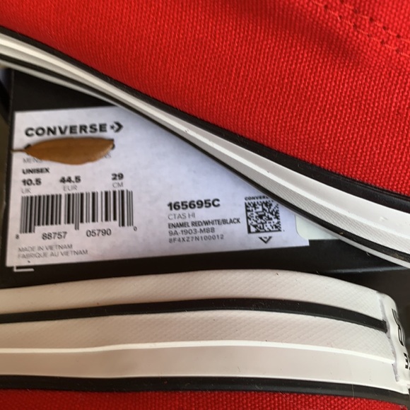 CONVERSE CTAS HI ENAMEL RED/WHITE/BLACK MENS - Picture 13 of 15